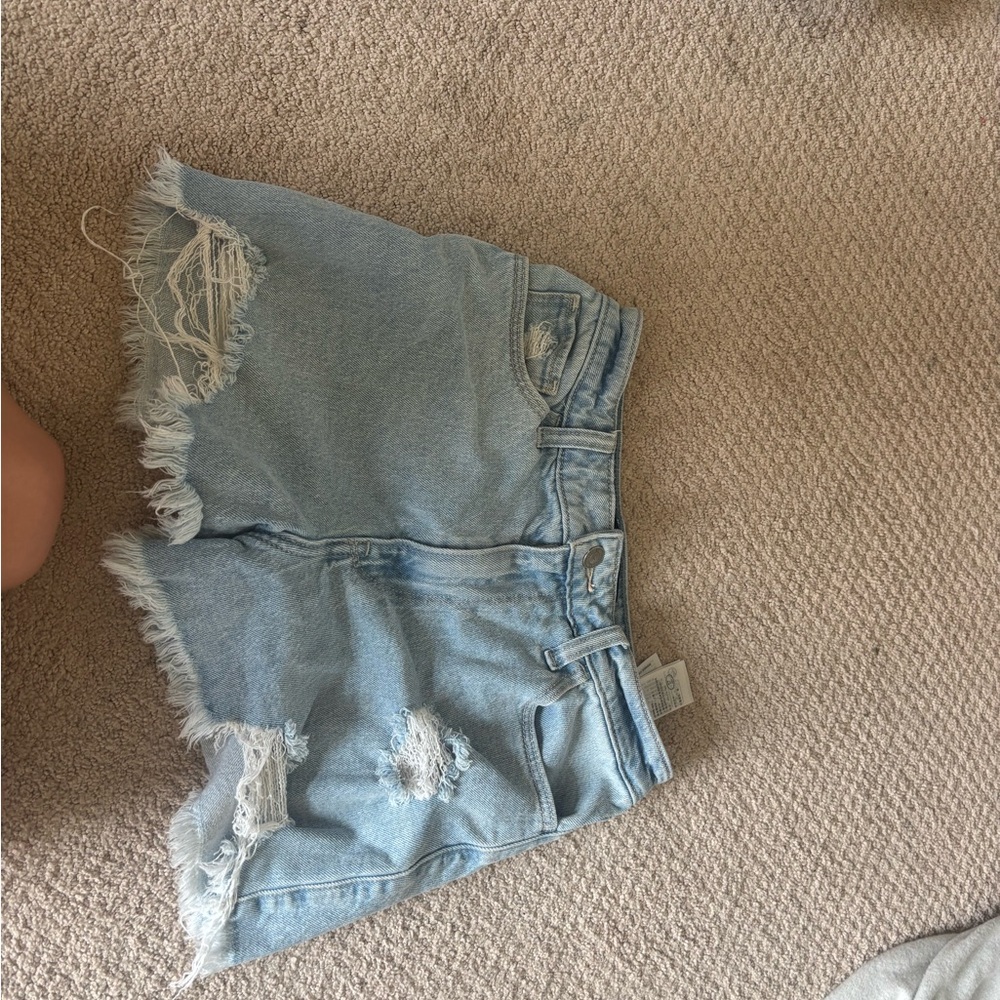 Hollister Light Blue Distressed Jean Shorts